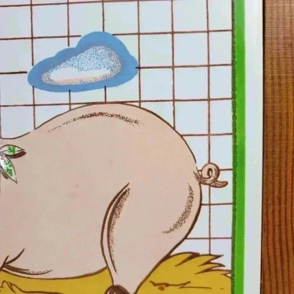 PIG LOVERS Vintage Ceramic kitchen Decor, Pig Ceramic in Wood Frame - Picture 4 of 7